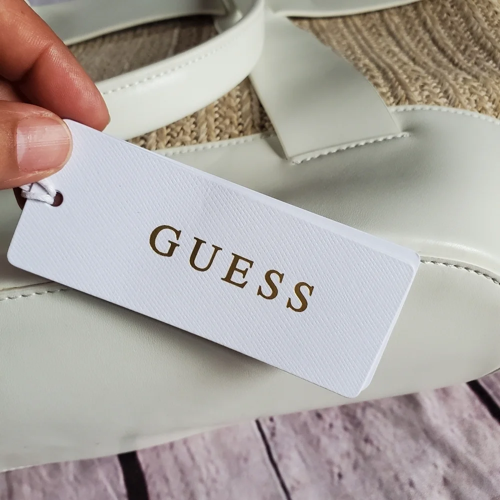 Guess Tuane Tote Bag Beachy Casual Summer Tan White